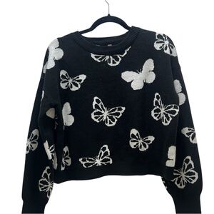 No Boundaries Juniors Black and White Knit cropped Sweater size large